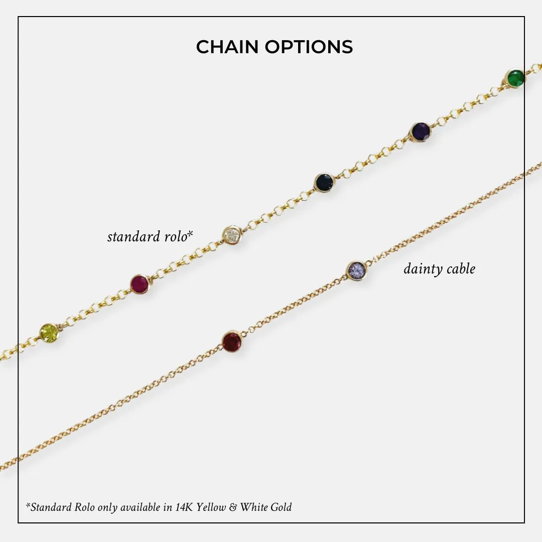 14K Gold 5 Birthstone Charms Bracelet