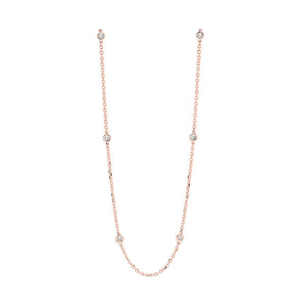 14KT Pink Gold & Diamond Diamonds By The Yard Bracelet & Necklace Neckwear Necklace  - 1/4 ctw