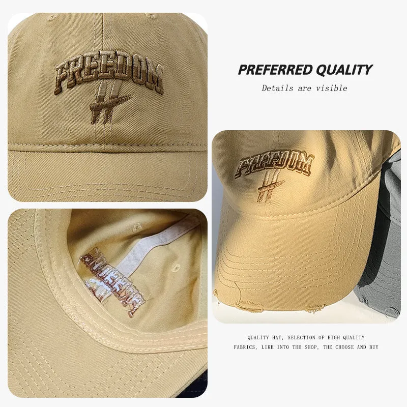 2024 New Gradient Letters Frayed Embroidery Soft Top Baseball Cap Style Spring and Summer Versatile Couple Peaked Cap Trendy