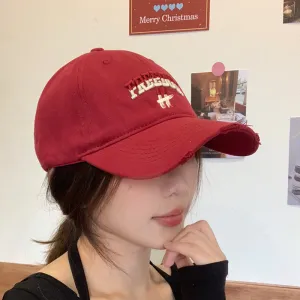 2024 New Gradient Letters Frayed Embroidery Soft Top Baseball Cap Style Spring and Summer Versatile Couple Peaked Cap Trendy