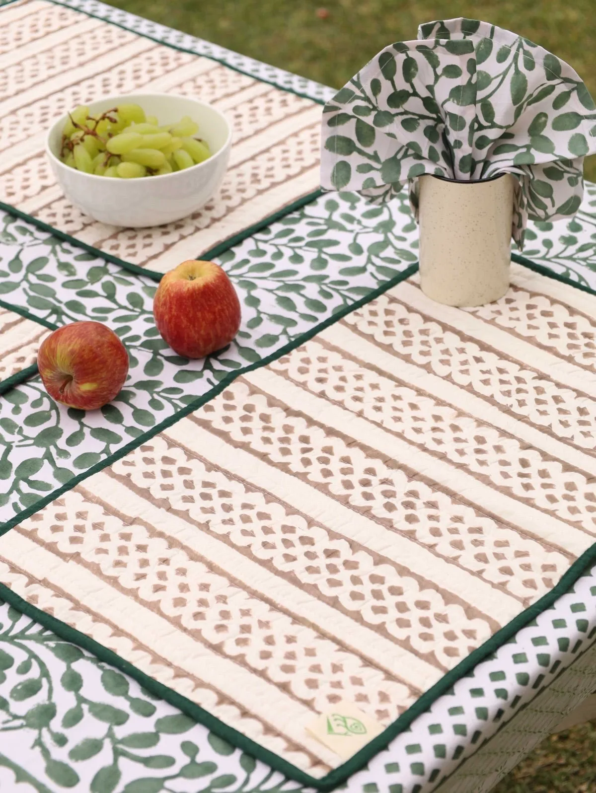 Abstract Leaf Reversible Organic Cotton Placemats- Set of 4