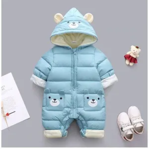 Baby Unisex Winter Thick Hooded Cute Panda Cartoon Romper