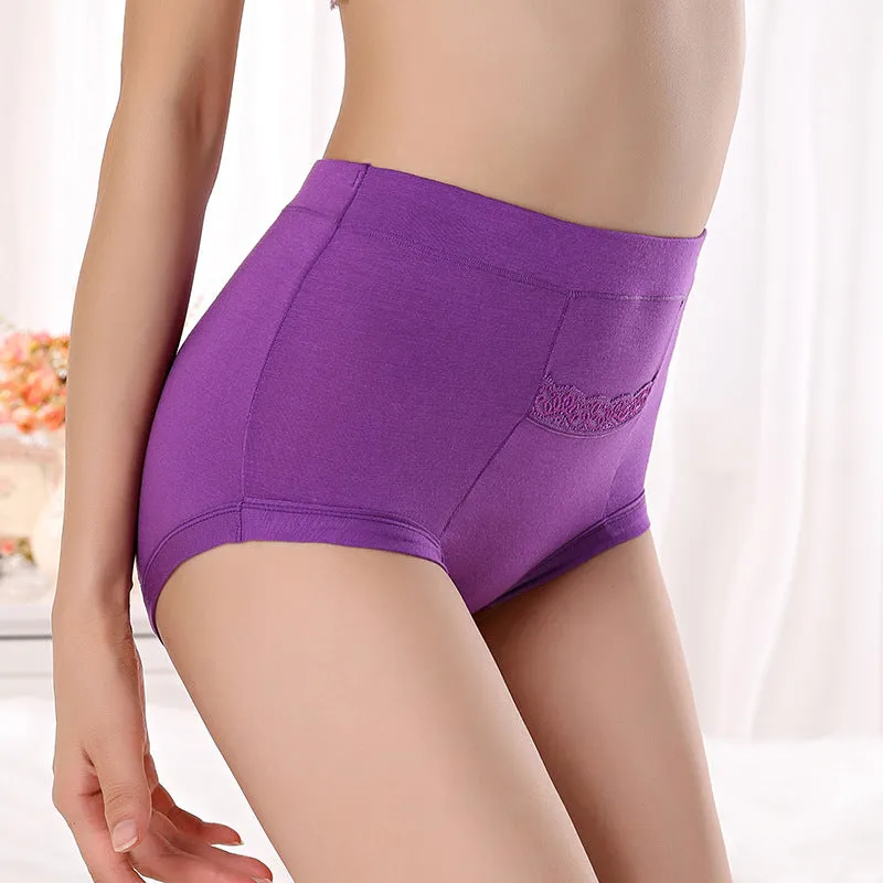 Bamboo Fiber Pocket High Waist Anti-leakage Women's Panties