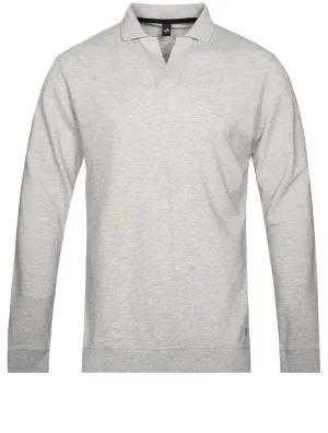 Barnett Longsleeve Retro Poloshirt Light Grey Melange