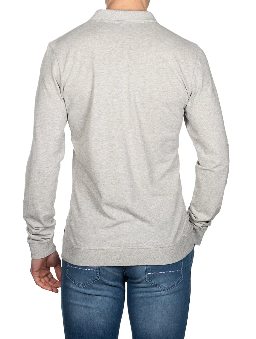 Barnett Longsleeve Retro Poloshirt Light Grey Melange