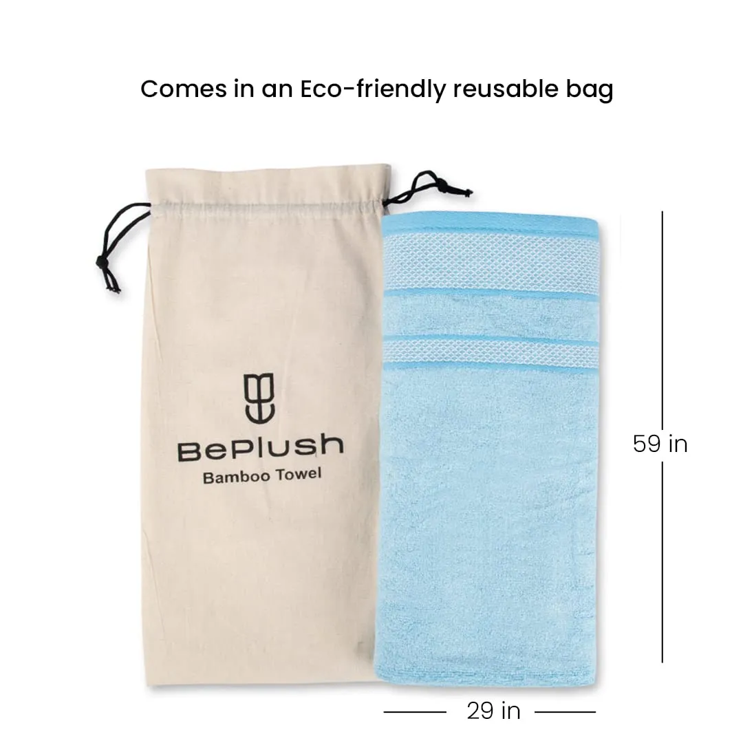 BePlush Zero Twist Bamboo Towels for Bath Large Size | Ultra Soft, Highly Absorbent, Quick Dry, Anti Bacterial Bamboo Bath Towel for Men & Women || 450 GSM, 29 x 59 Inches (1, Sky Blue)