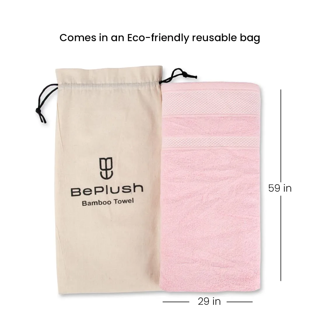 BePlush Zero Twist Bamboo Towels for Bath | Ultra Soft, Highly Absorbent, Quick Dry, Anti Bacterial Bamboo Bath Towel for Men & Women || 450 GSM, 29 x 59 Inches (1, Pink)