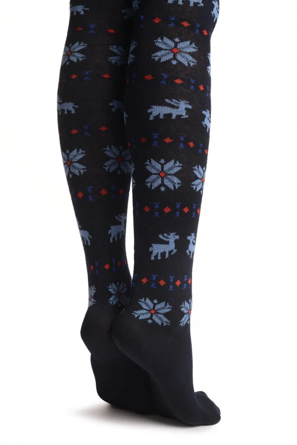 Blue Fairisle & Reindeers On Dark Blue