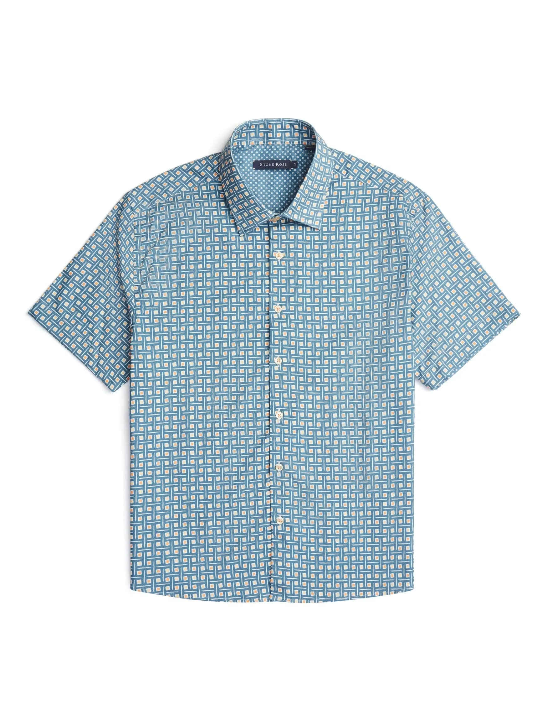 Blue Geometric Square Tencel™ Short Sleeve Shirt