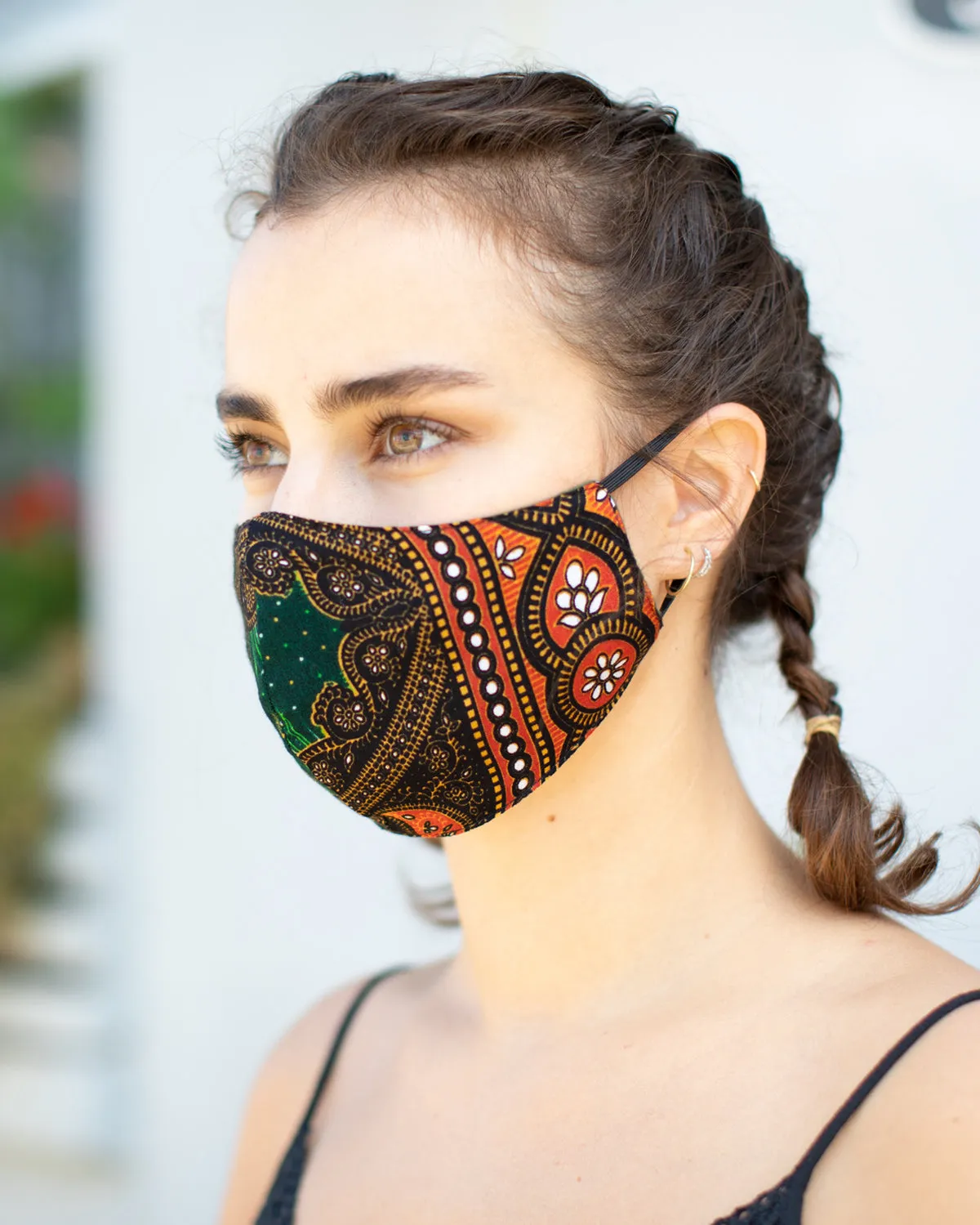 Boho Washable Face Mask Green