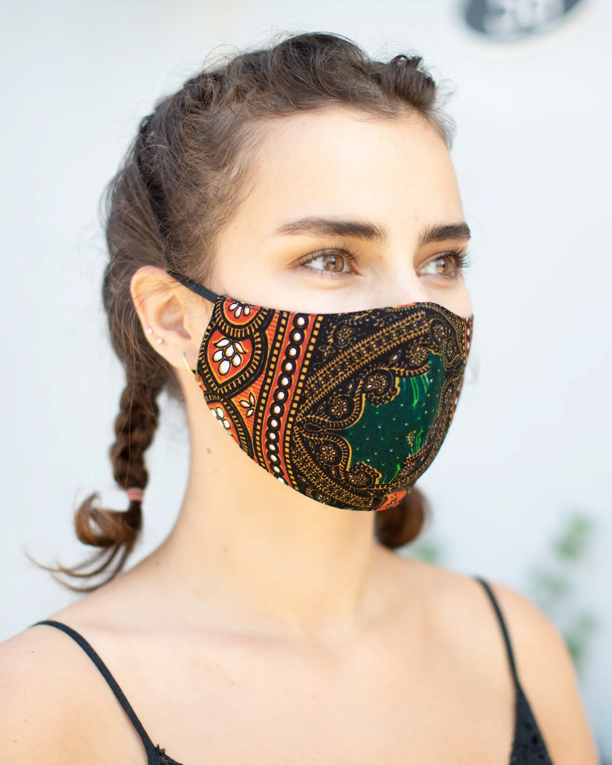 Boho Washable Face Mask Green