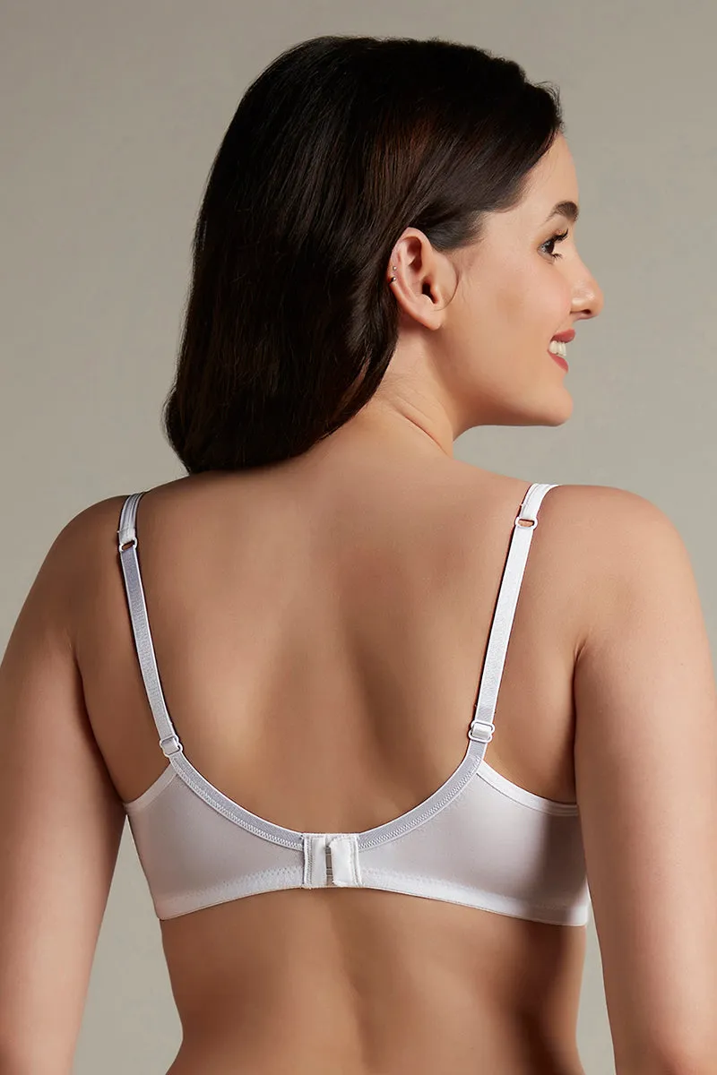 Chic Comfort Non-Padded and Non-Wired Cotton Bra - White