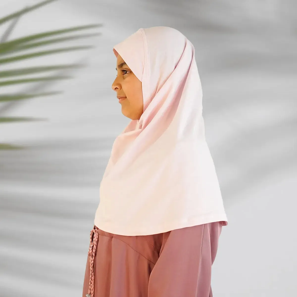 Children’s Plain Cotton Pull-On Hijab Baby Pink