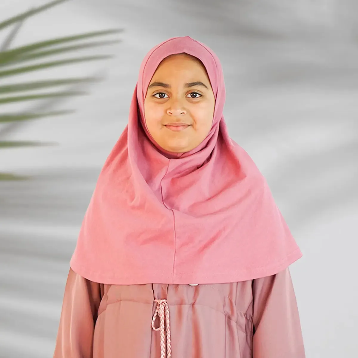 Children’s Plain Cotton Pull-On Hijab Dusty Pink