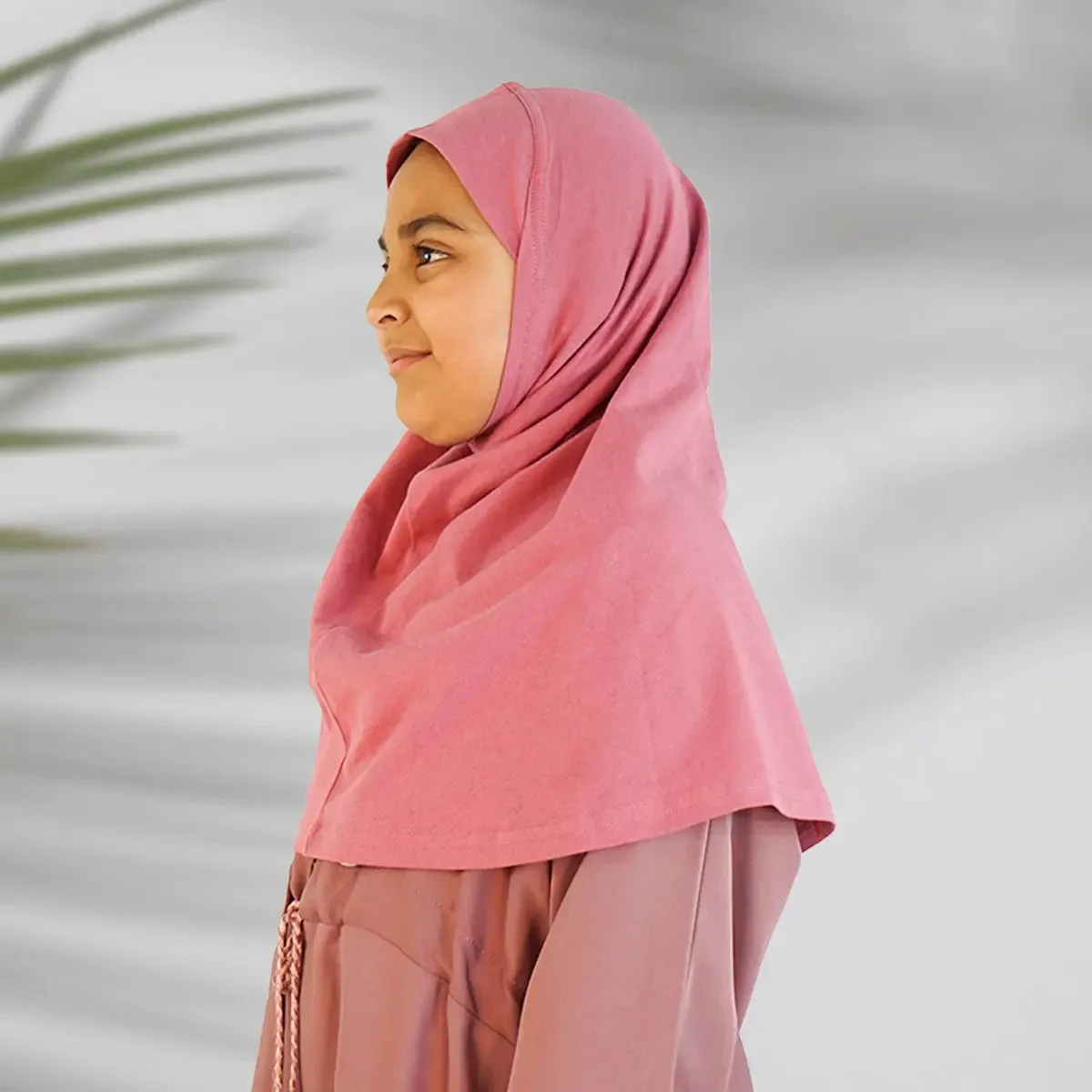 Children’s Plain Cotton Pull-On Hijab Dusty Pink