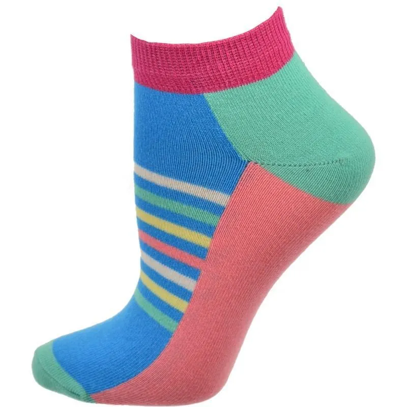 Colorful Women's Ankle Socks in Cotton - 2 Pair Pack