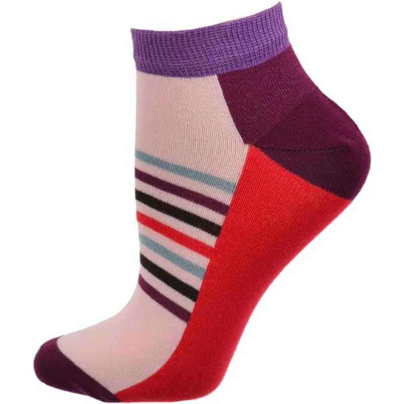 Colorful Women's Ankle Socks in Cotton - 2 Pair Pack