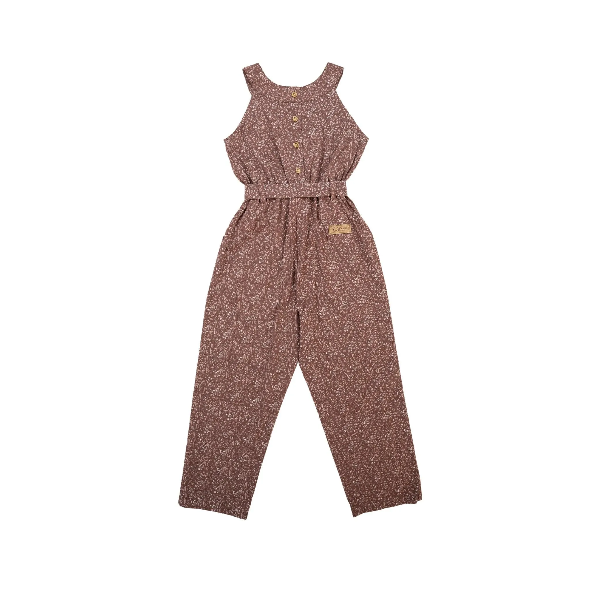 Eco-Friendly Girls' Cocoa Cotton Jumpsuit