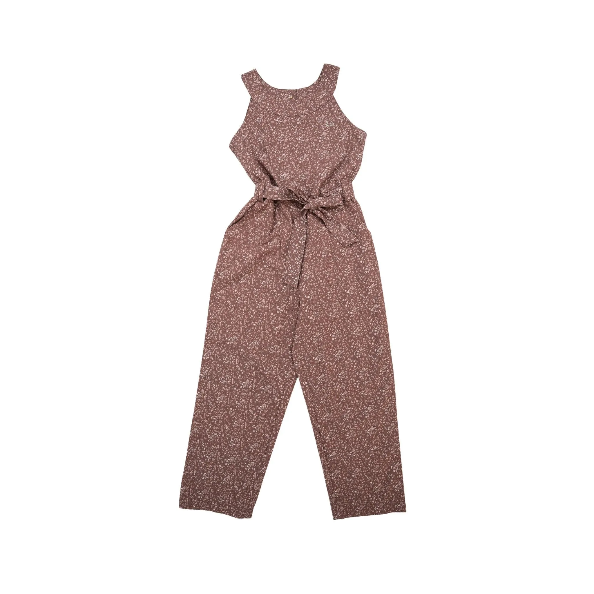 Eco-Friendly Girls' Cocoa Cotton Jumpsuit