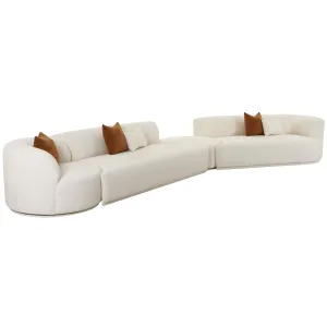 Fickle Boucle 4 Piece Modular RAF Sectional, Cream