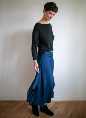 Flowy Long Leg Fold-over Waistband Flared Gaucho Pants