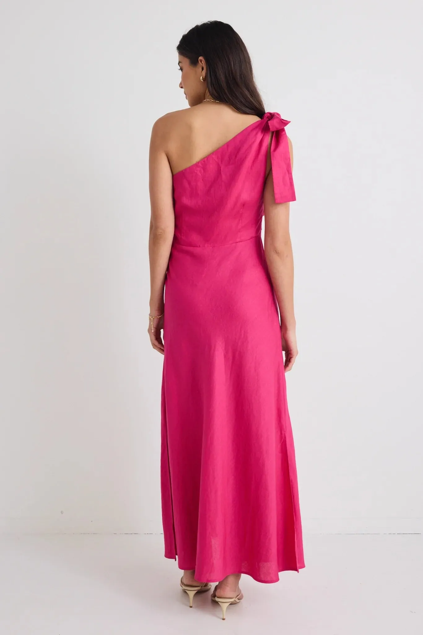 Georgia Mae Mirror Hot Pink Linen Blend Dress