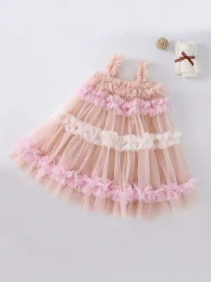 Girls Elegant Tiered Party Ruffles Mesh Tutu Dress