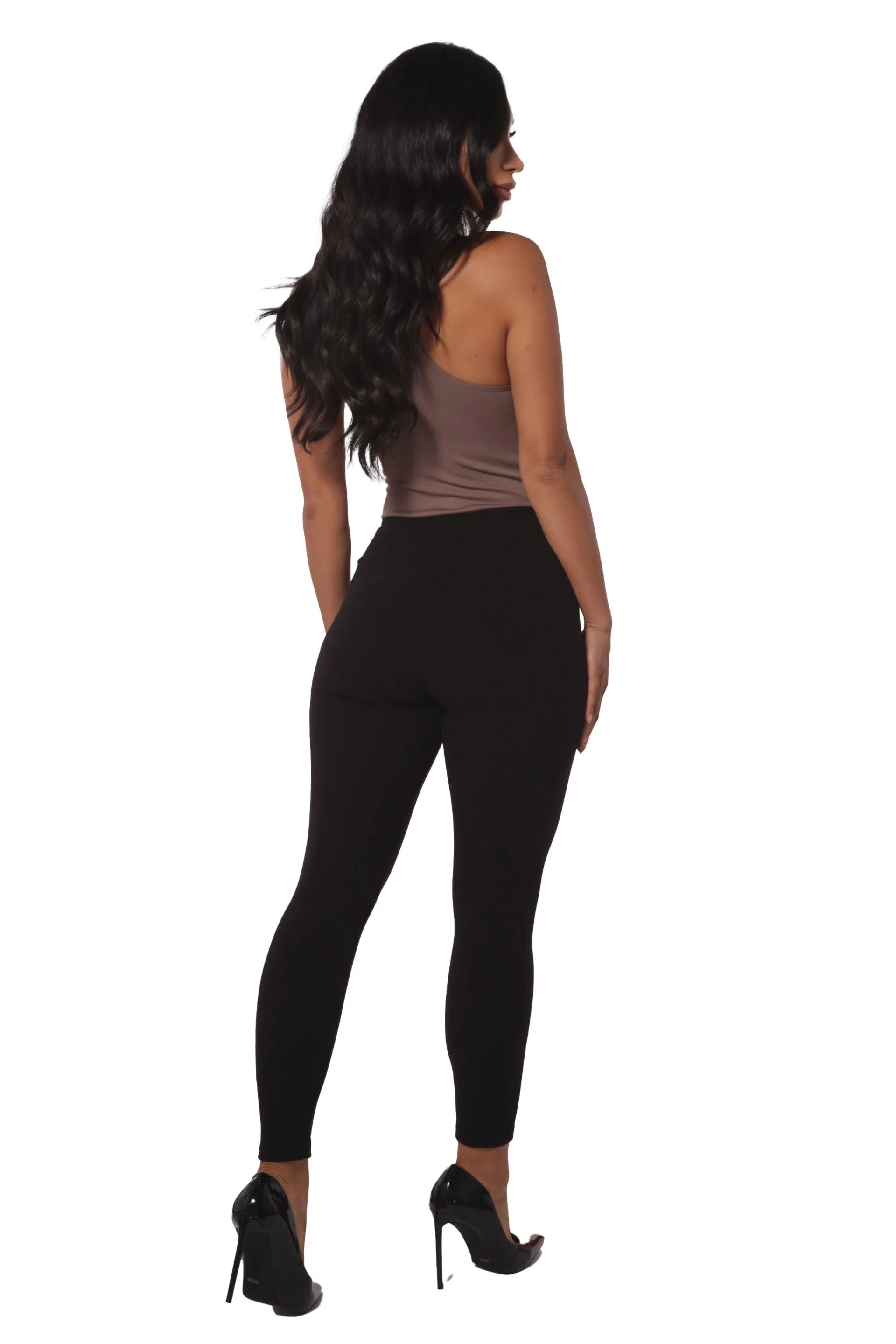 High Waist Thick Soft Brushed Lounge Yoga Legggings - Black