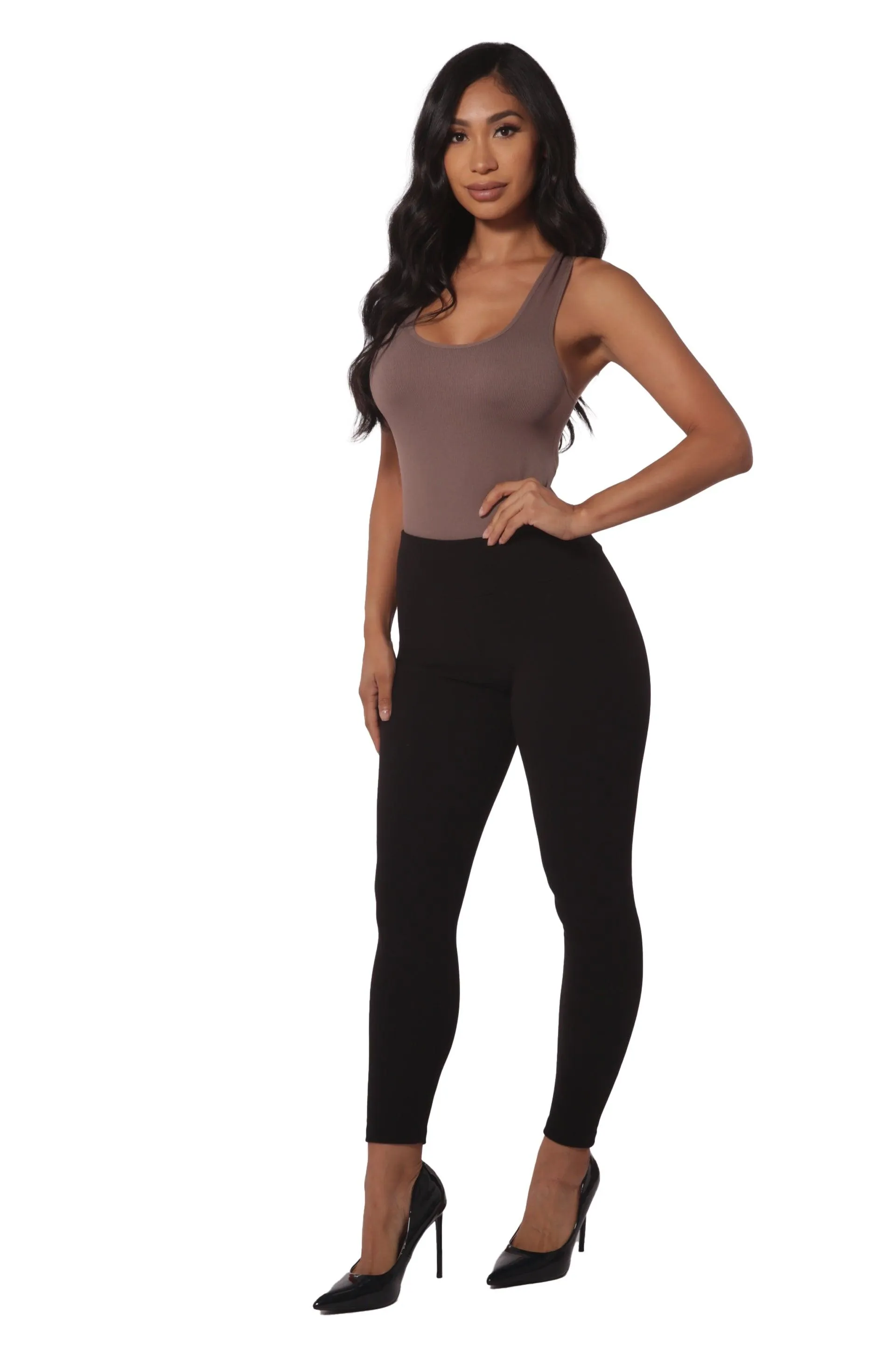 High Waist Thick Soft Brushed Lounge Yoga Legggings - Black