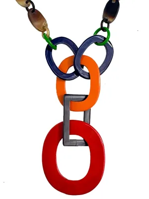 Horn Necklace Lacquer Multicolor Pendant