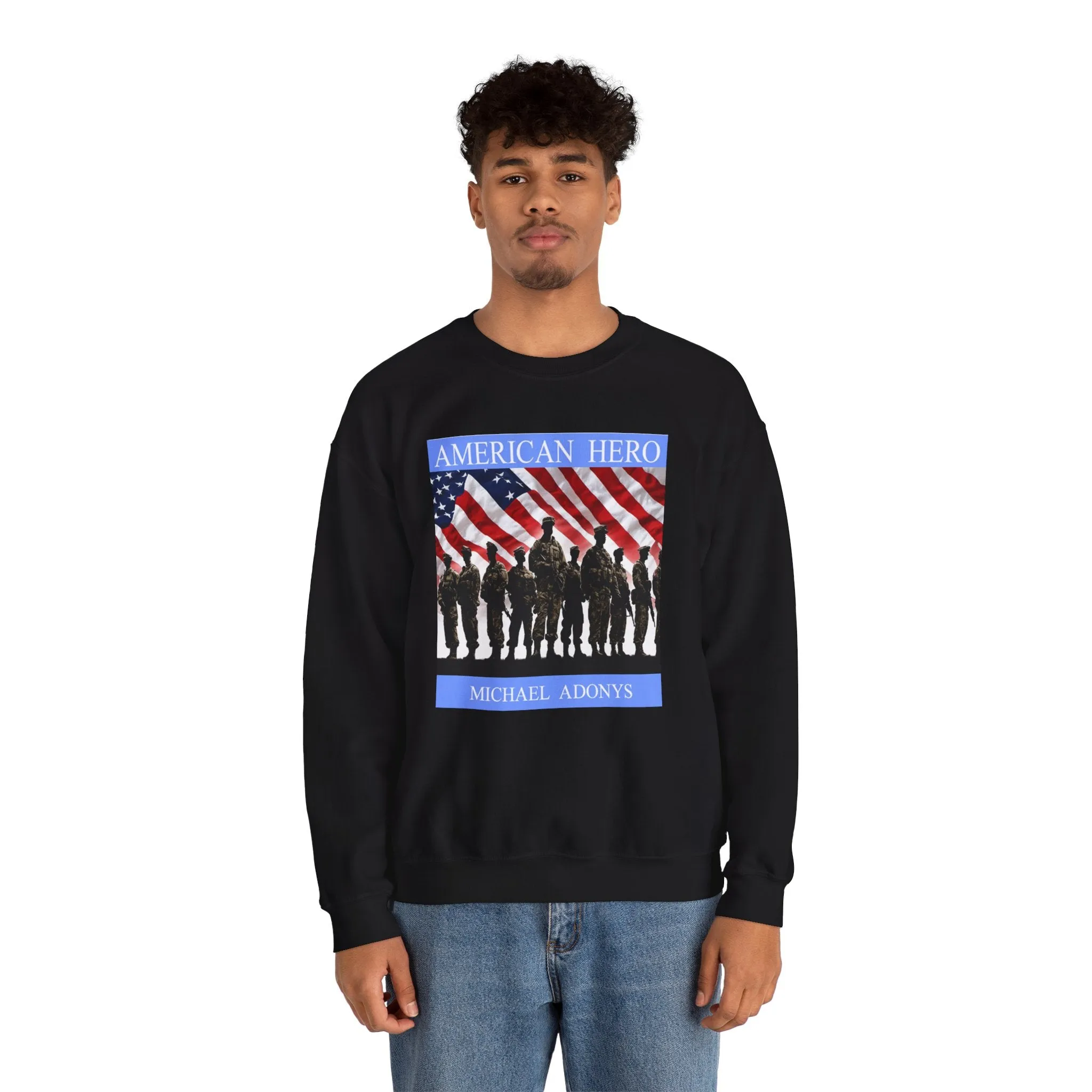 Michael Adonys American Hero Crewneck Sweatshirt  Unisex Heavy Blend