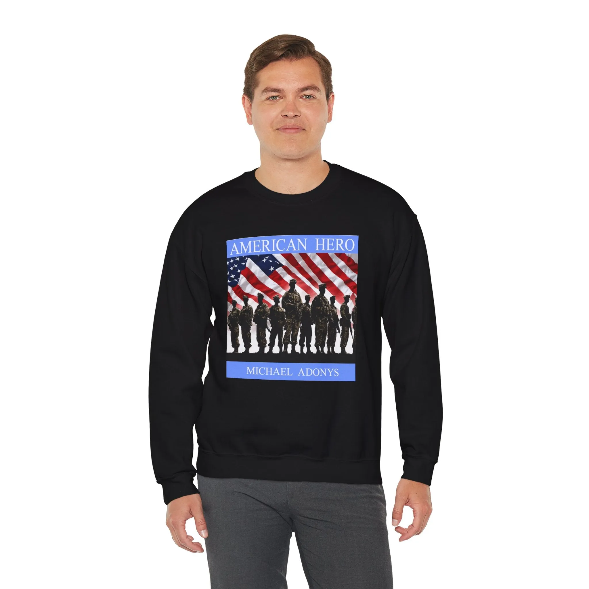 Michael Adonys American Hero Crewneck Sweatshirt  Unisex Heavy Blend