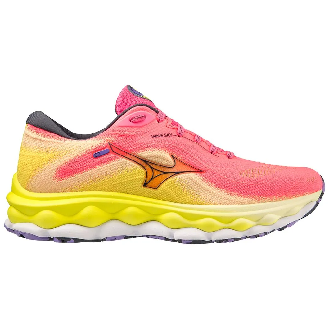 Mizuno Women's Wave Sky 7 in High-Vis Pink-Ombre Blue