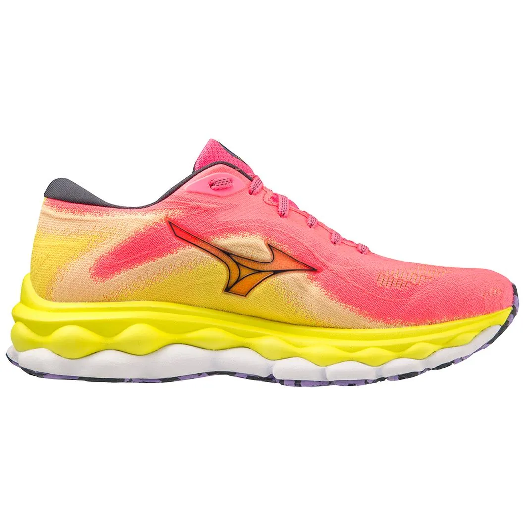 Mizuno Women's Wave Sky 7 in High-Vis Pink-Ombre Blue