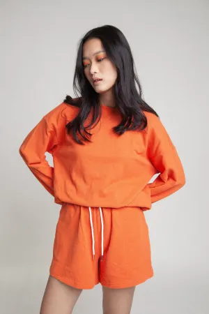 Oversized Organic Sweatshirt Top - Burnt Orange