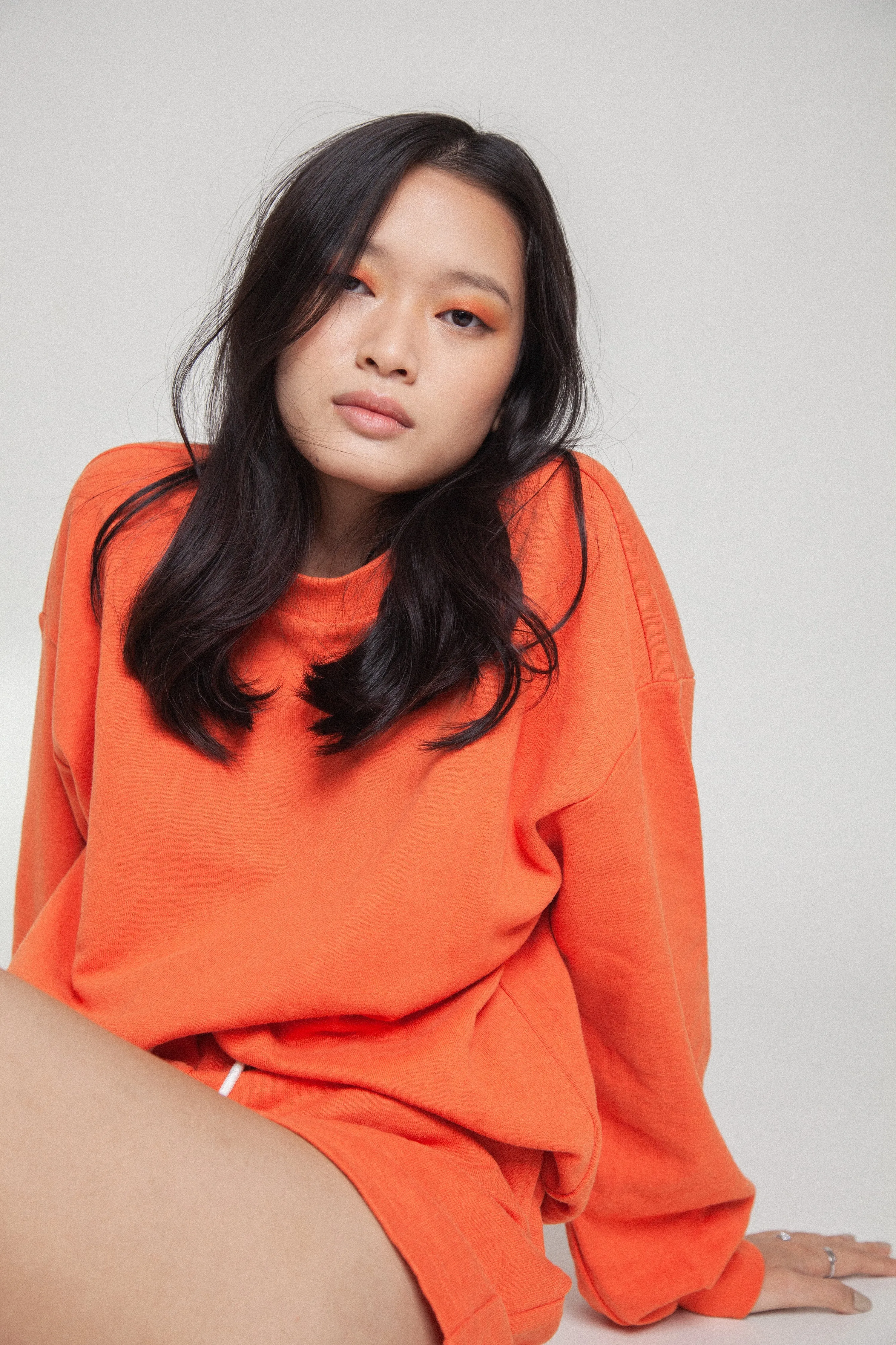 Oversized Organic Sweatshirt Top - Burnt Orange