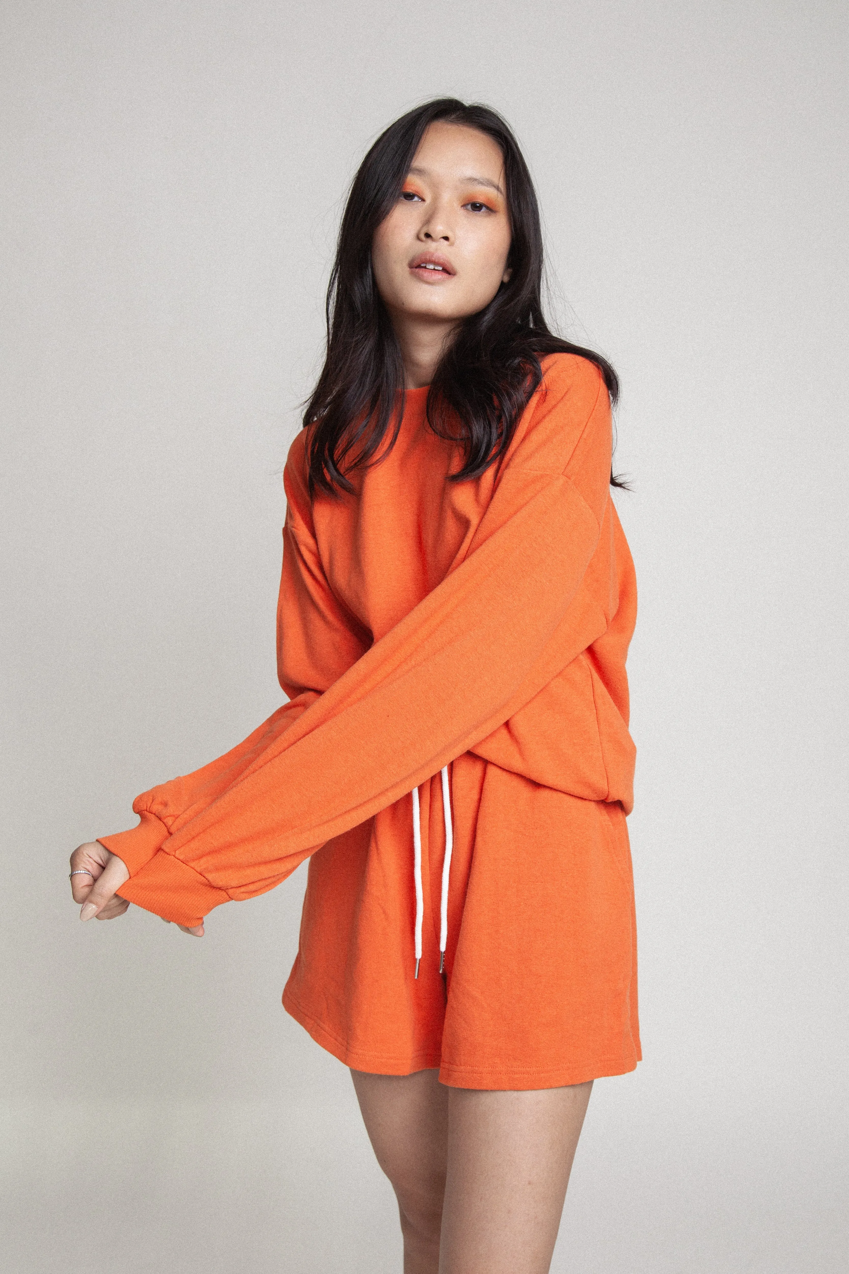 Oversized Organic Sweatshirt Top - Burnt Orange