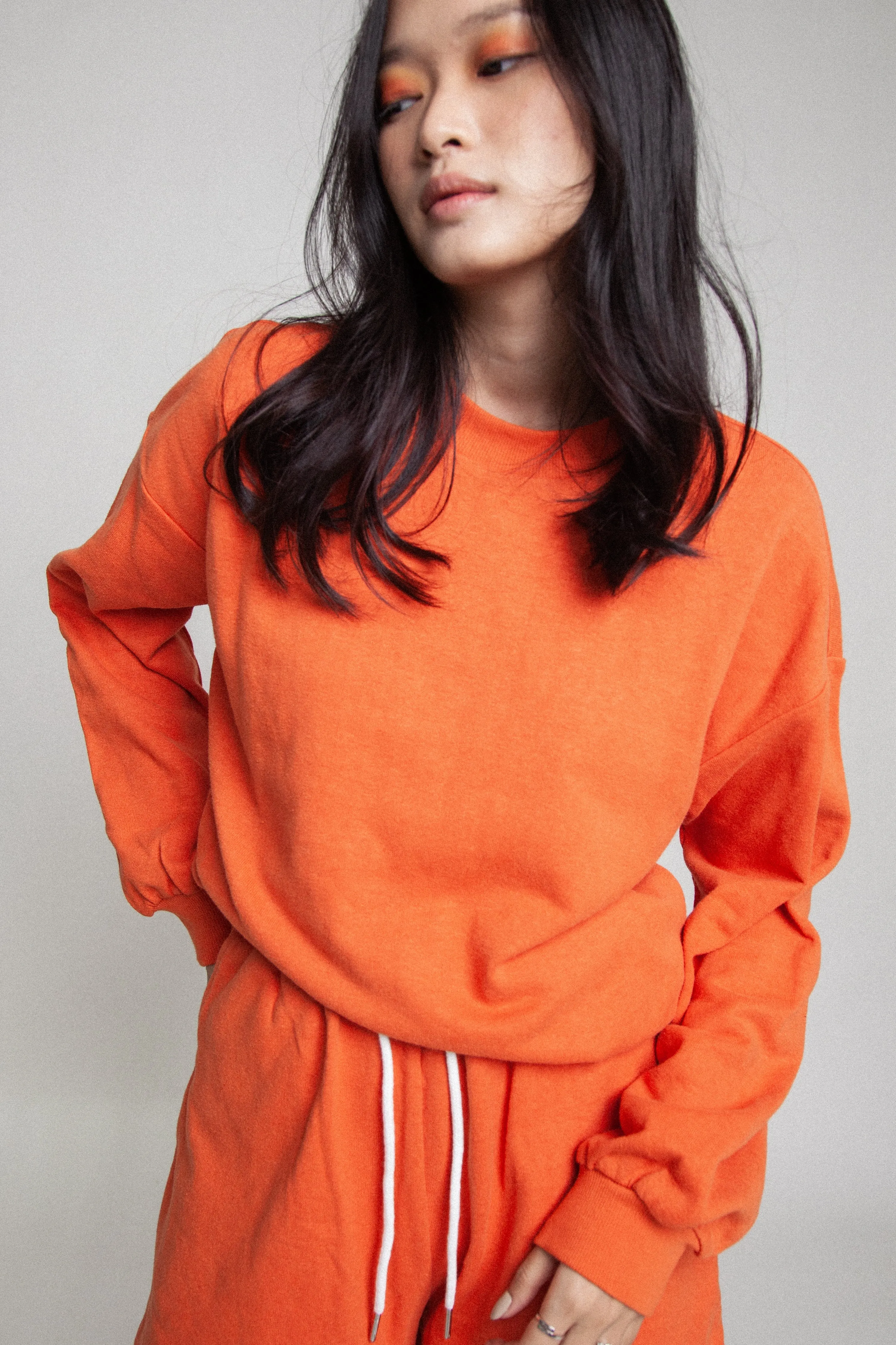 Oversized Organic Sweatshirt Top - Burnt Orange