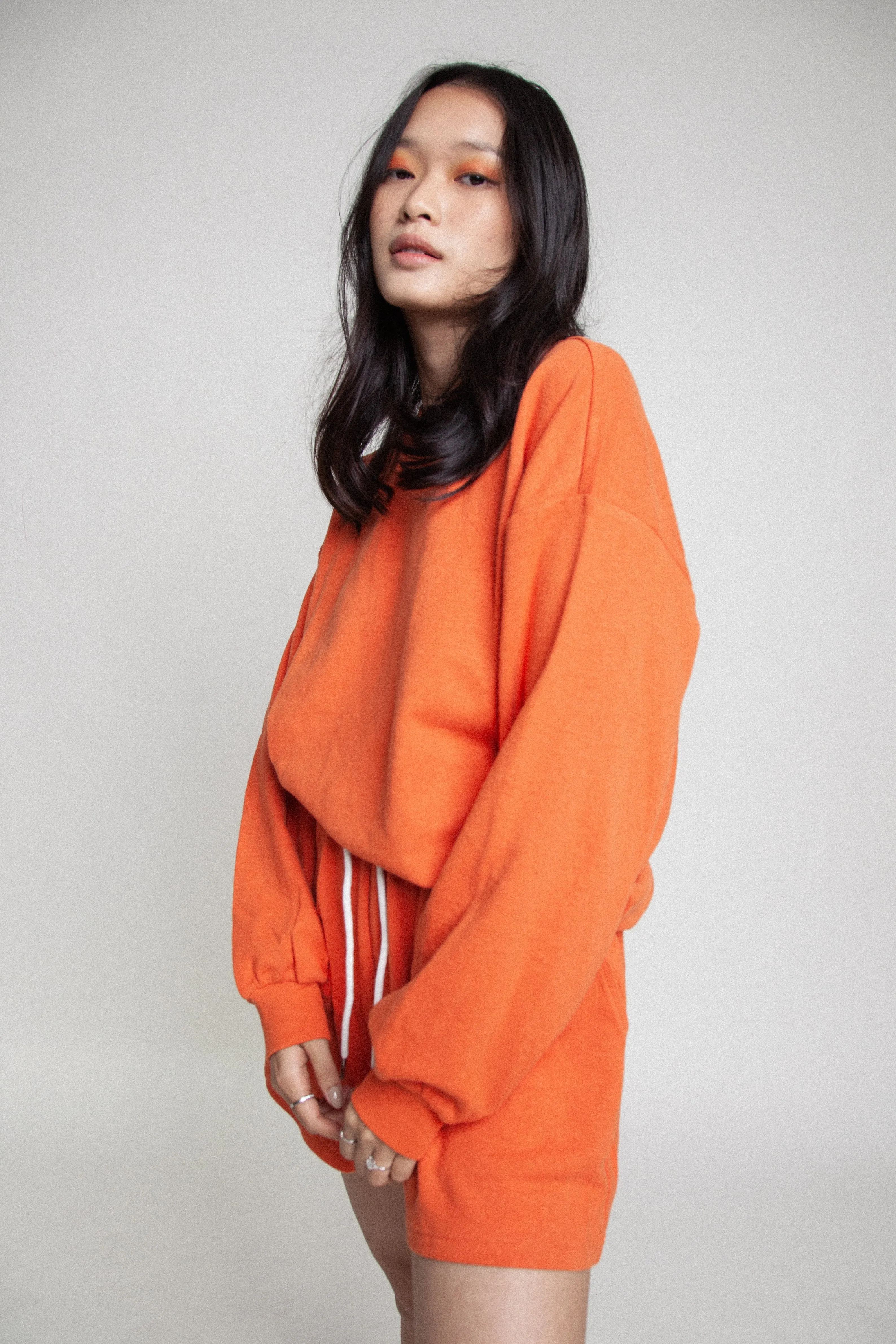 Oversized Organic Sweatshirt Top - Burnt Orange