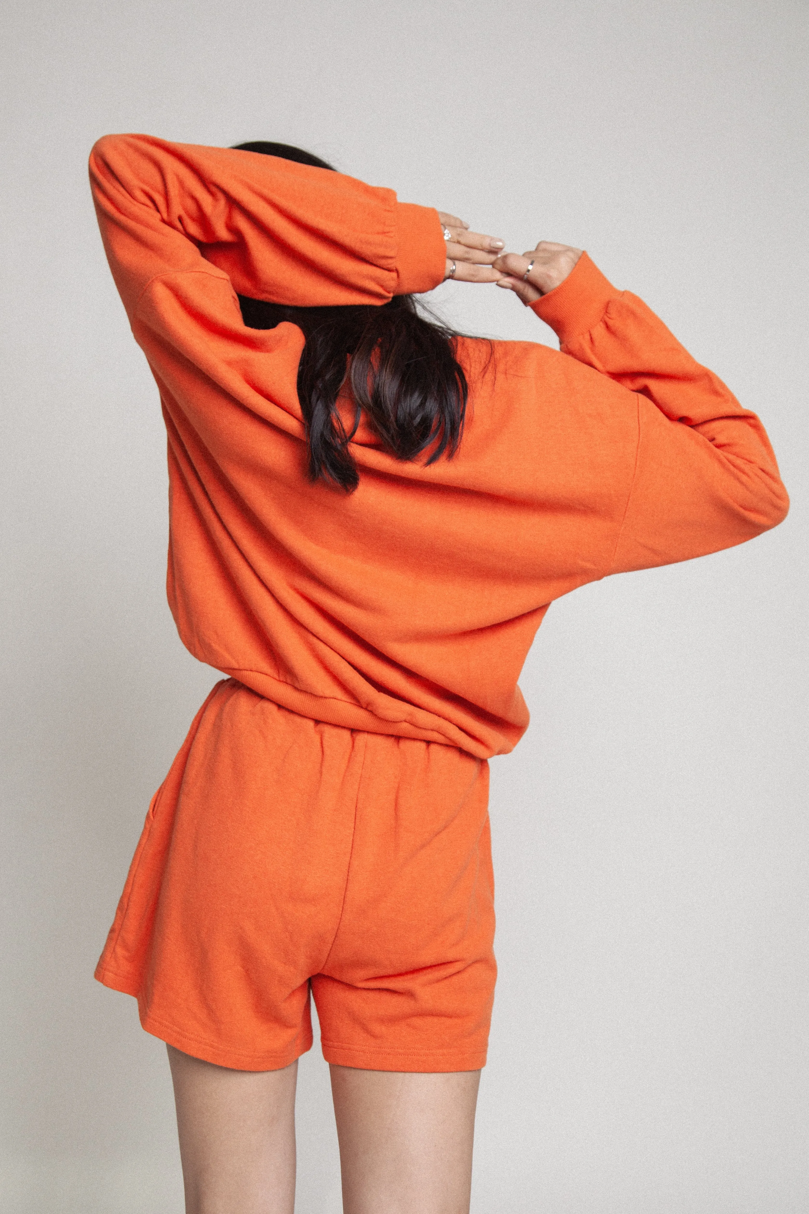 Oversized Organic Sweatshirt Top - Burnt Orange