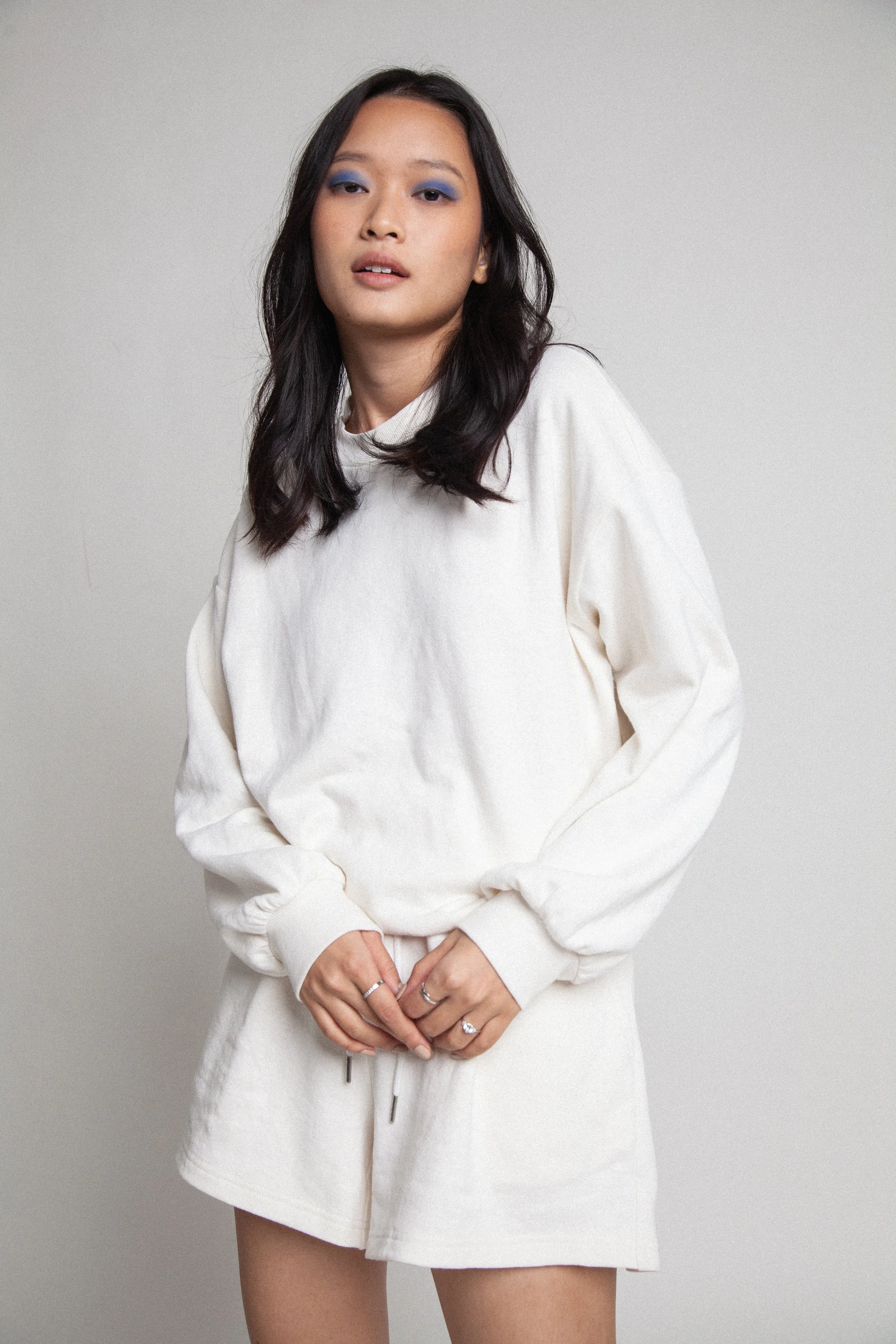 Oversized Organic Sweatshirt Top - Natural White