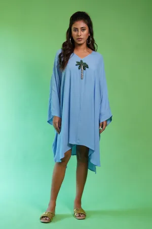 Palm Sky Blue Kaftan Dress