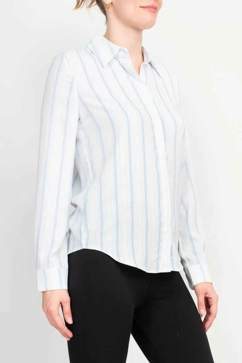 Philosophy Long Sleeve Collared Button Down Flow Striped Shirt