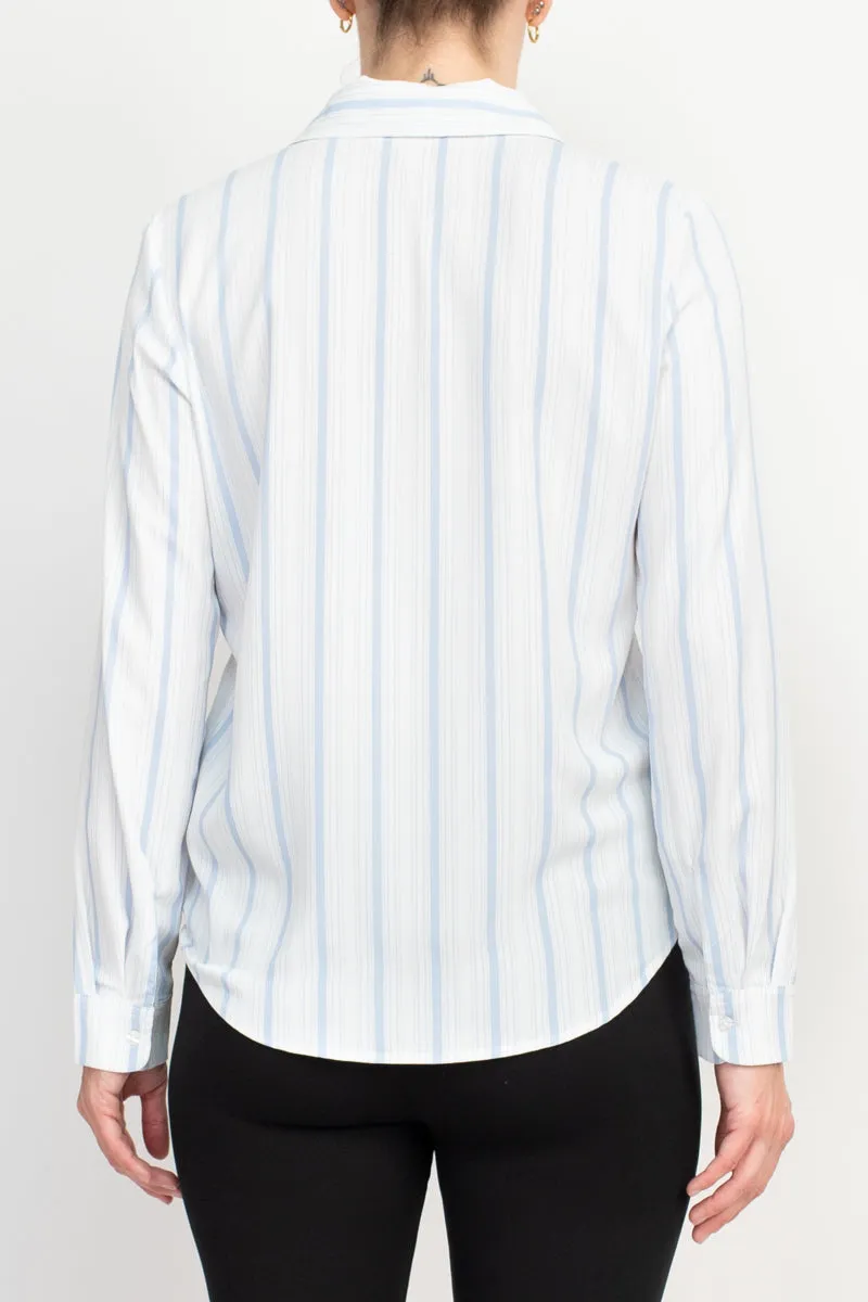 Philosophy Long Sleeve Collared Button Down Flow Striped Shirt