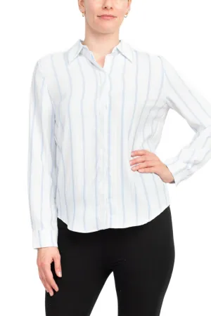 Philosophy Long Sleeve Collared Button Down Flow Striped Shirt