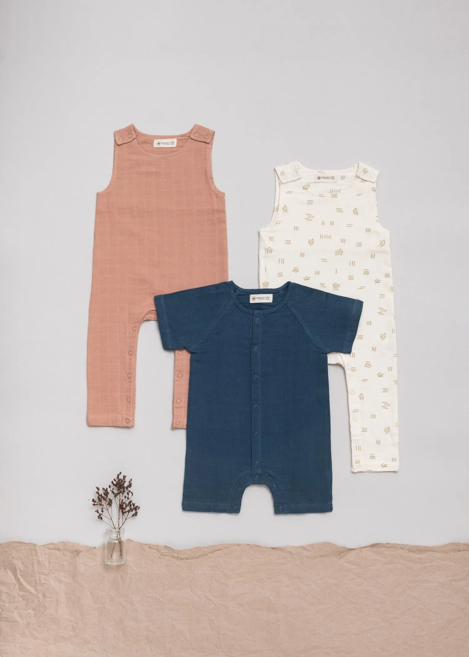 Playsuit short Play of Colors Petrol-blue organic muslin