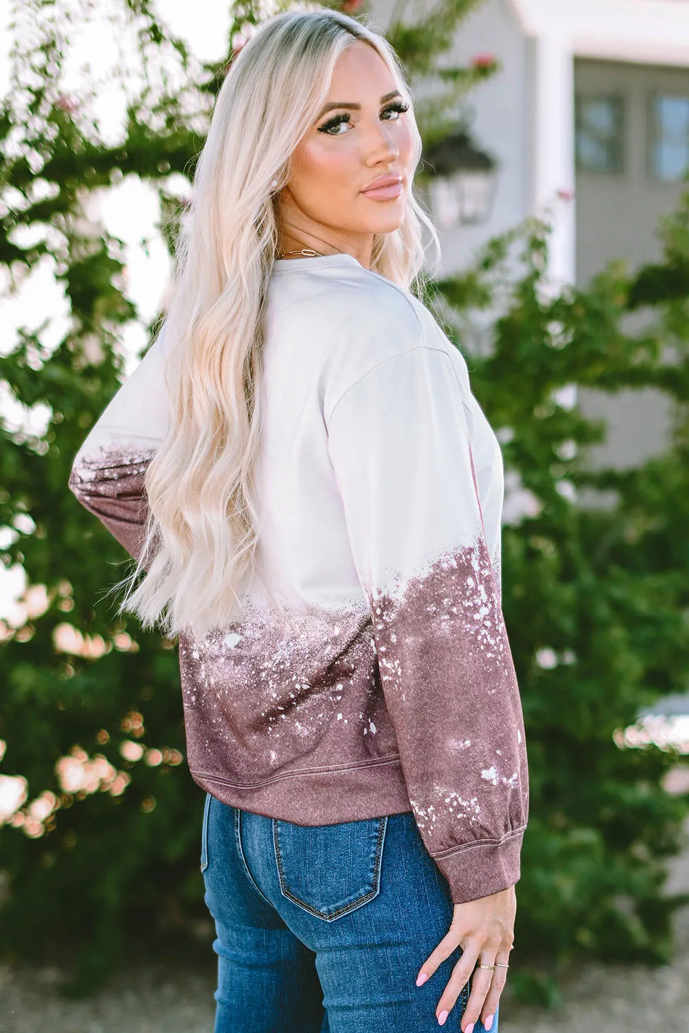 Printed Round Neck Long Sleeve Sweatshirt