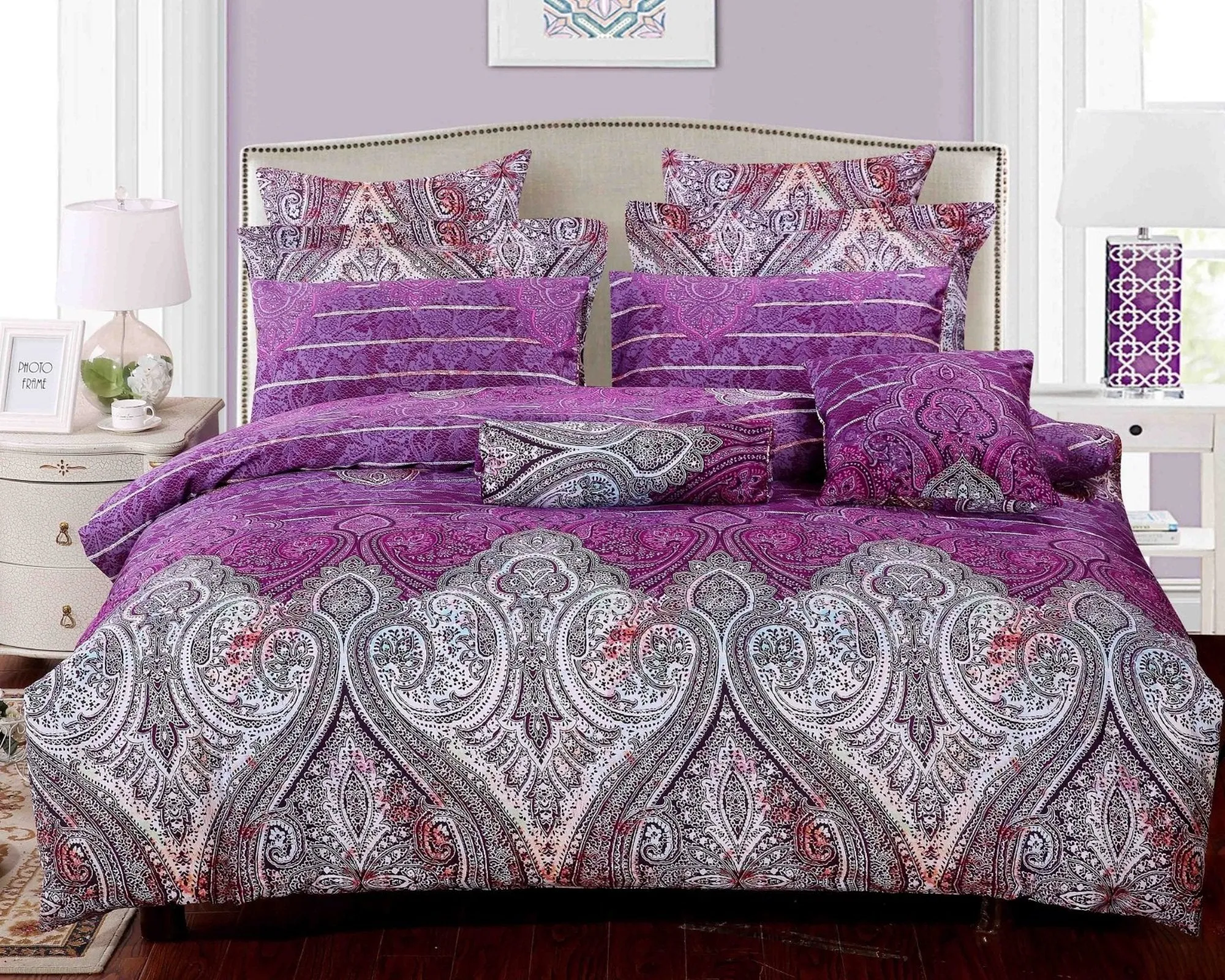 Royal Paisley 3 Piece Luxury 100% Cotton Bedding Set: Duvet Cover and Pillow Shams