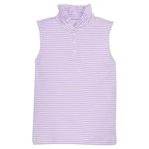 Sleeveless Hastings Polo - Lavender Stripe