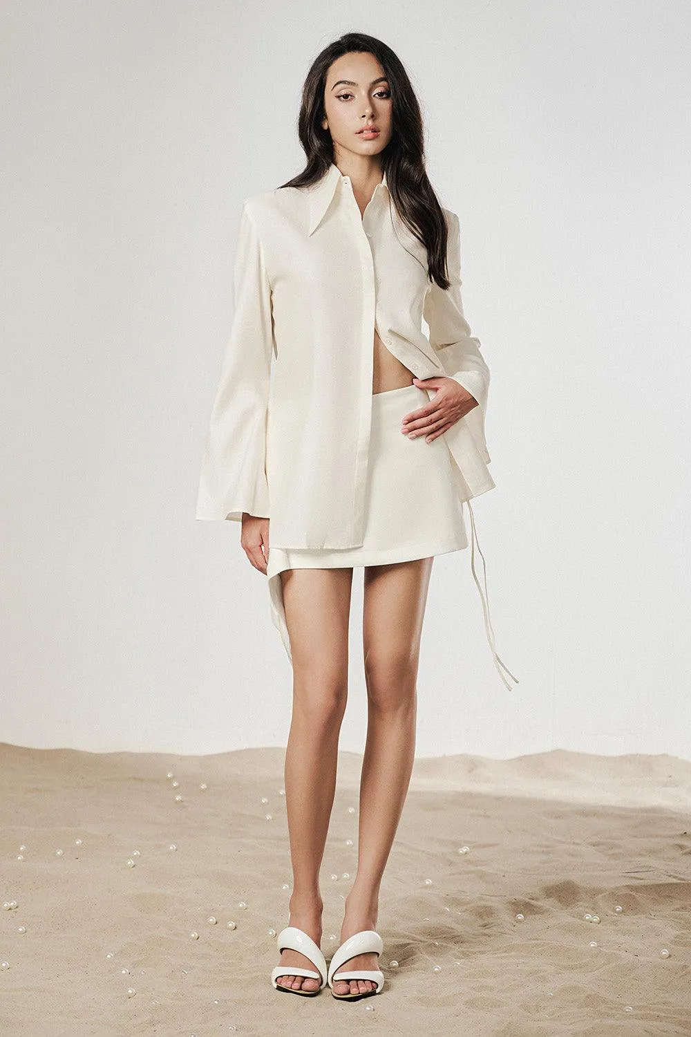 Sophie Straight Flare Sleeved Linen Shirt